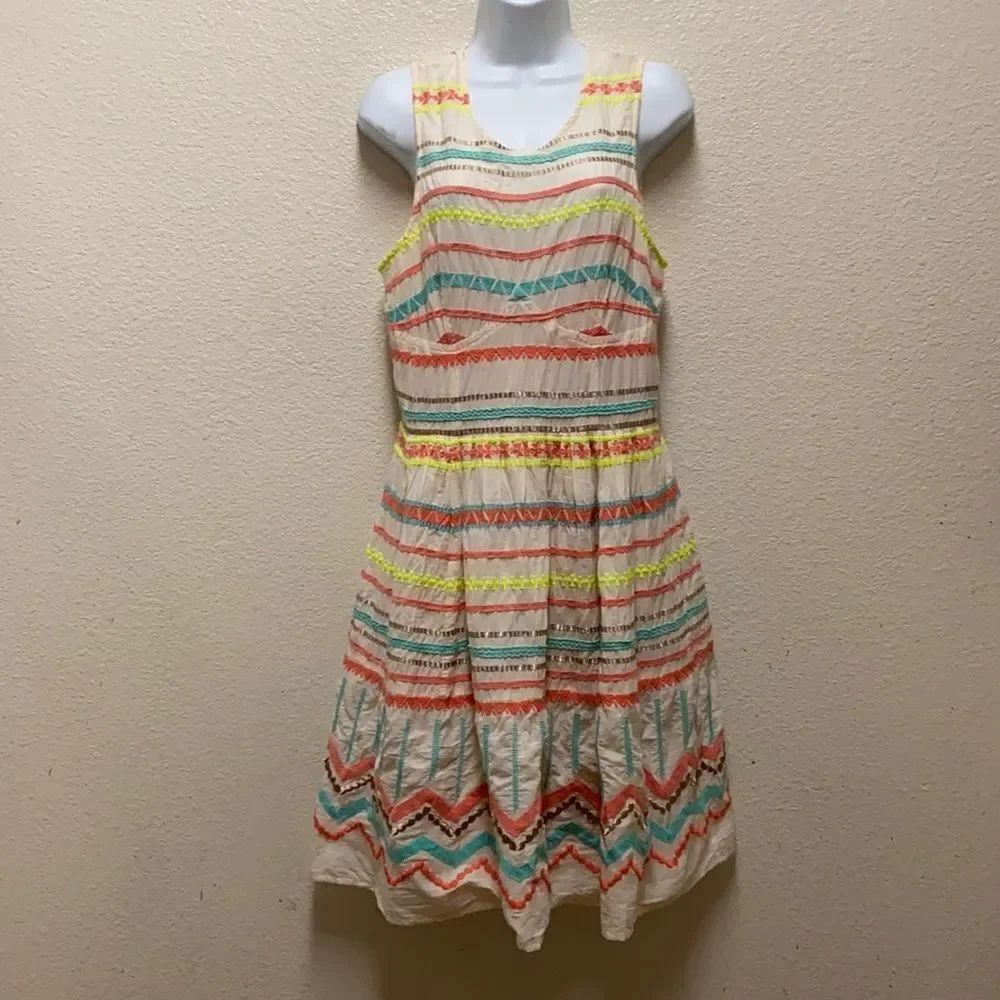Anthropologie Plenty by Tracy Reese Embroidered Fit and Flare Dress Size 6